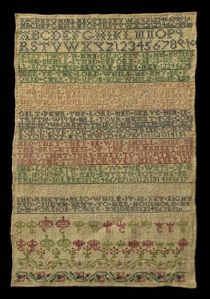 Sarah Bennett 1738 Marking sampler